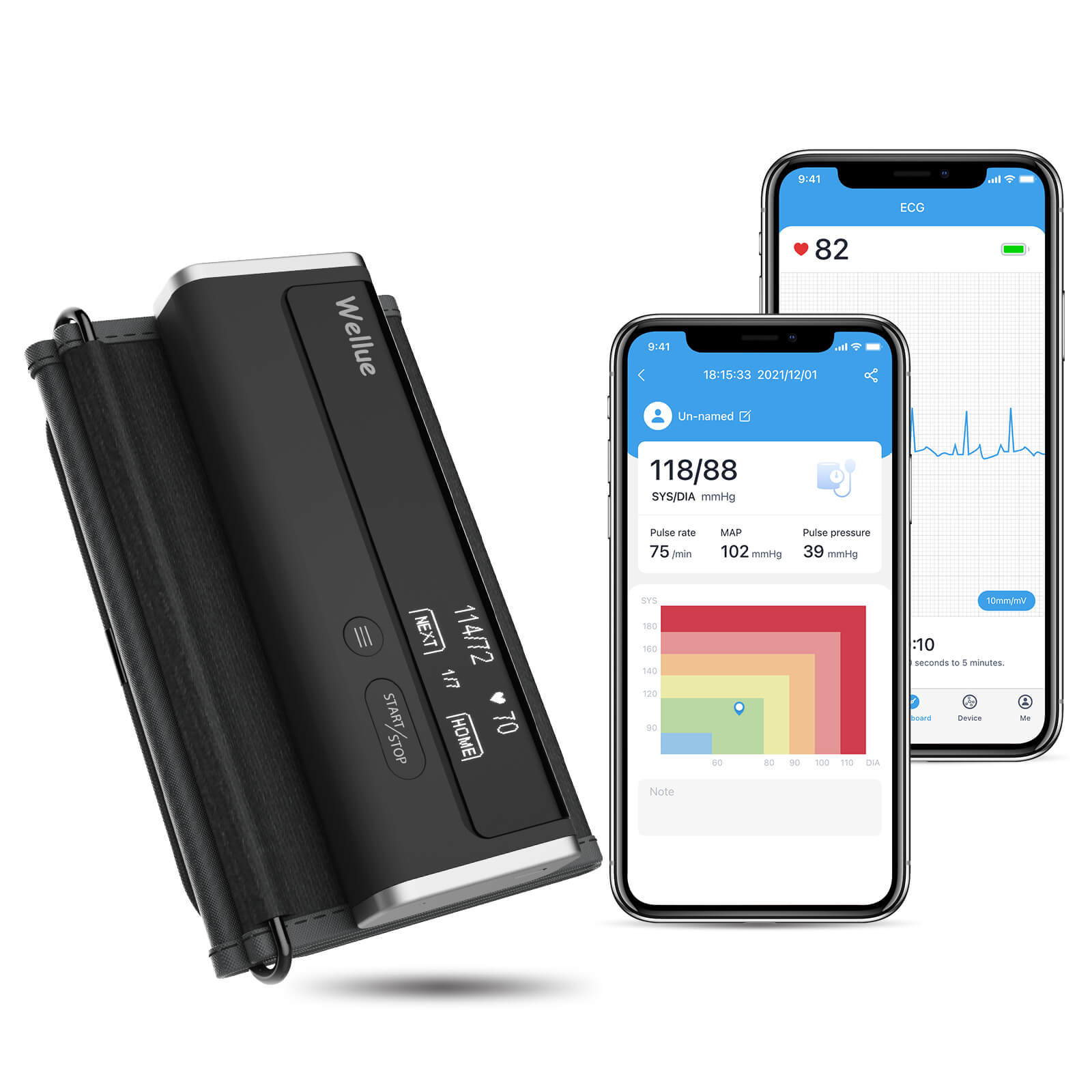 Wellue Portable Blood Pressure Monitor with EKG, Supporting AI